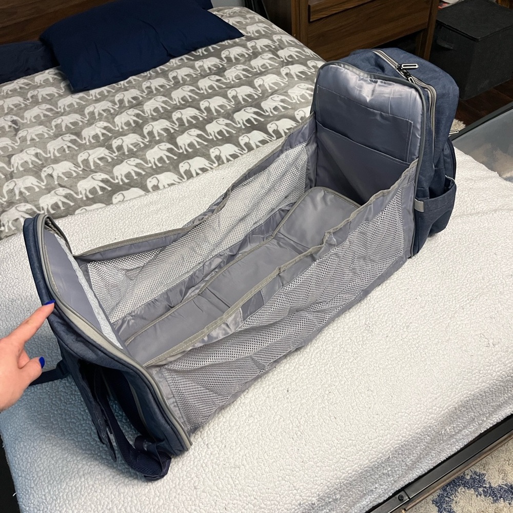 Convertible Baby Diaper Bag Backpack with Portable Bassinet